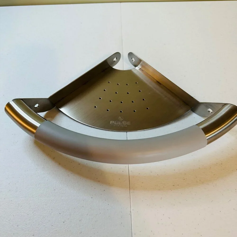 ErgoCornerBar with Ergonomic Soft Grip and Corner Shelf Stainless Steel